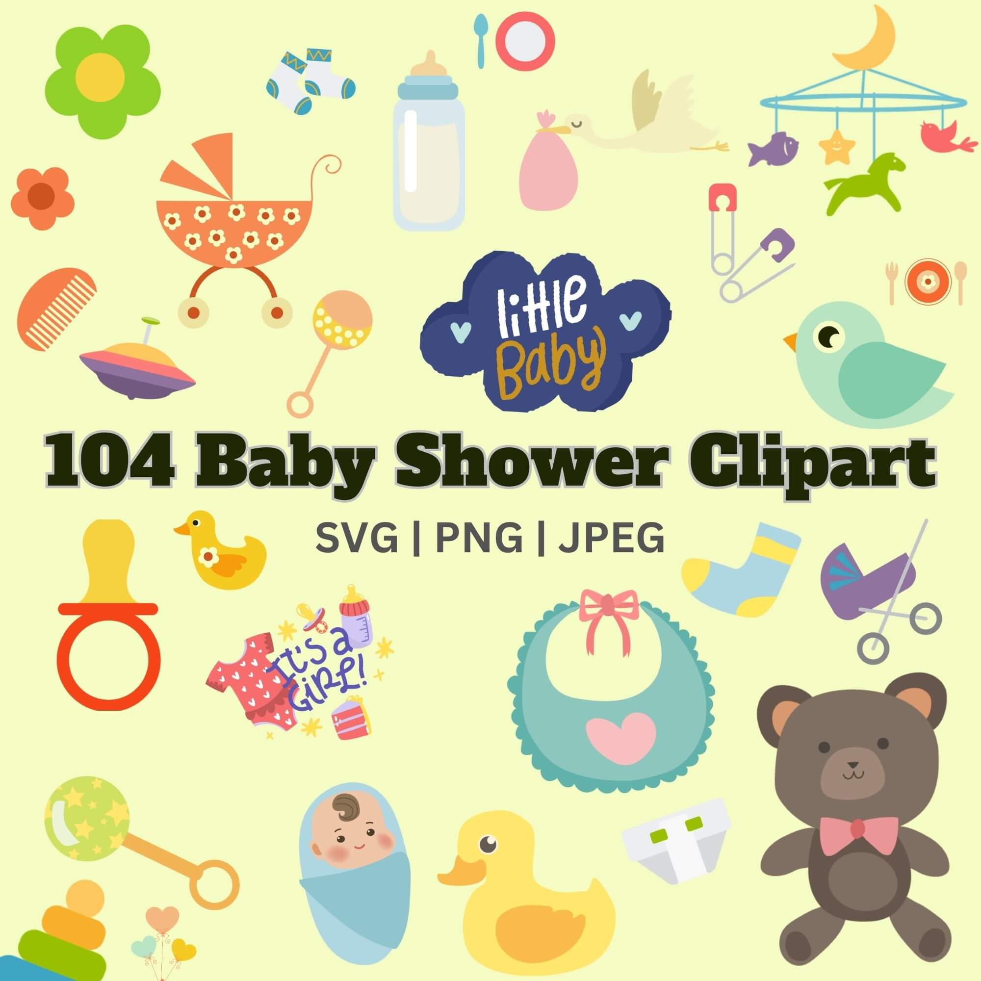 Baby Shower SVG Clipart - Teddy Bear