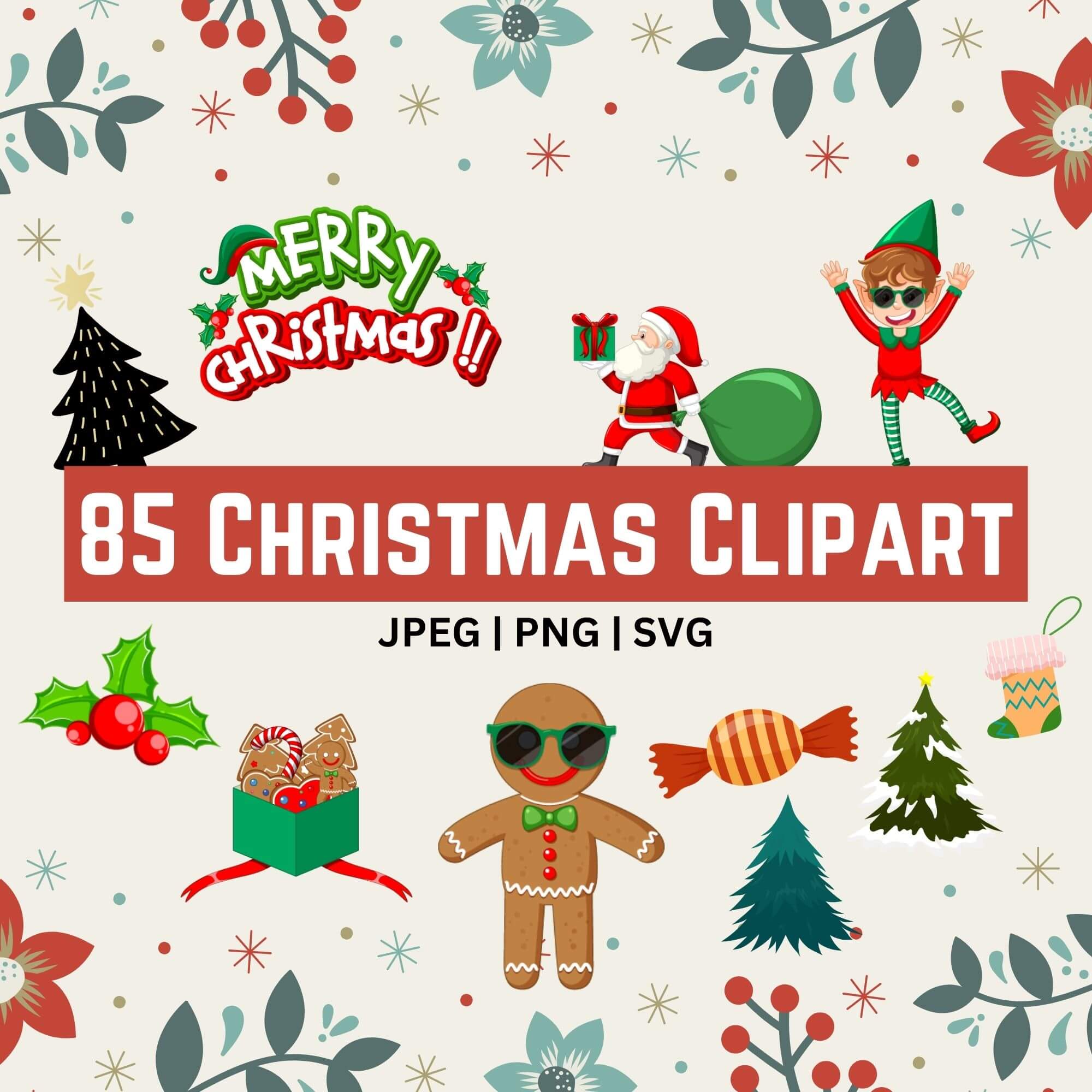 Christmas Clipart Bundle - Festive Holiday Designs in PNG, SVG, and JPEG Formats