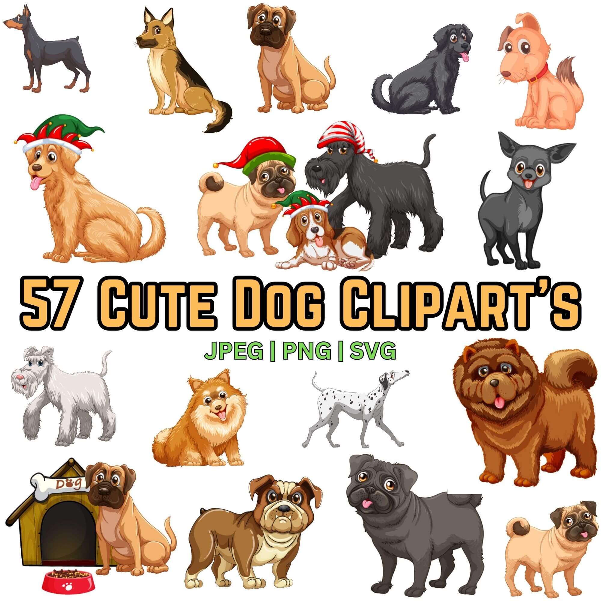Cute Dog Clipart - Puppy Design