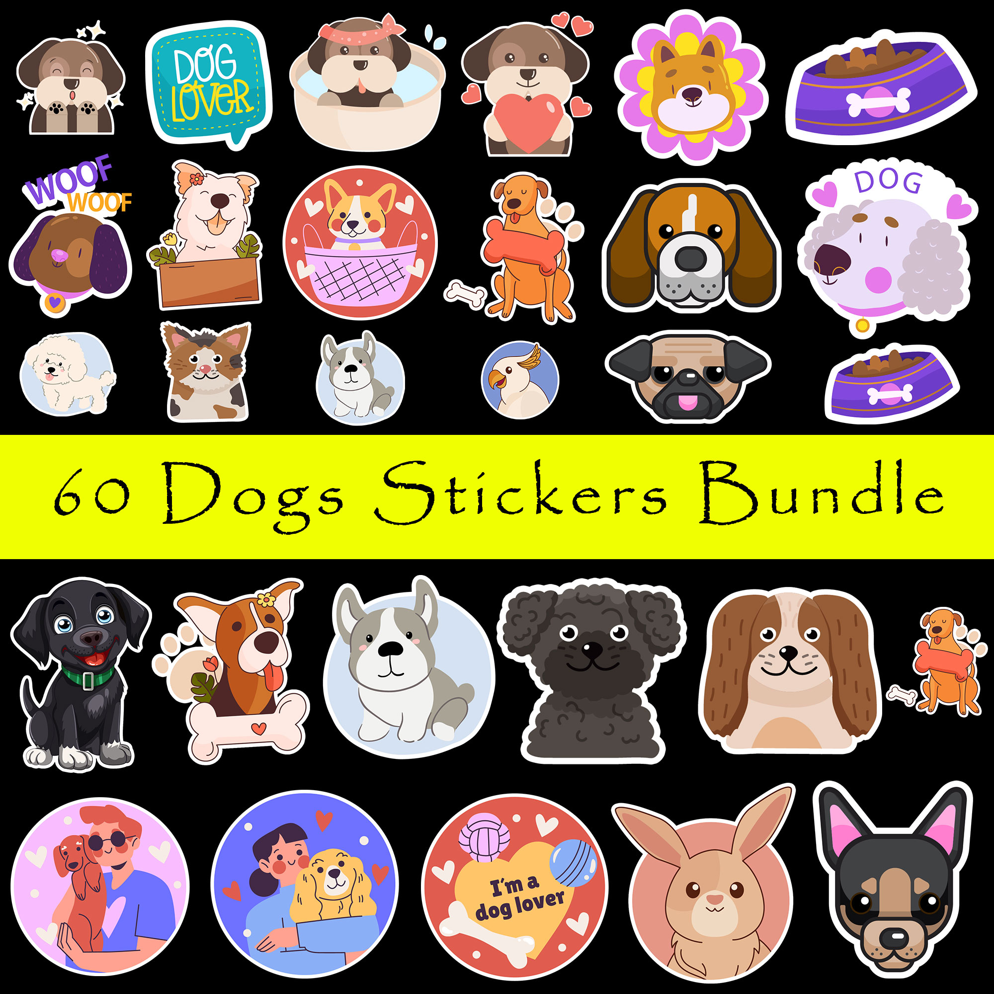 Cute Dog Stickers - Adorable Dog PNG Stickers for Digital Planners