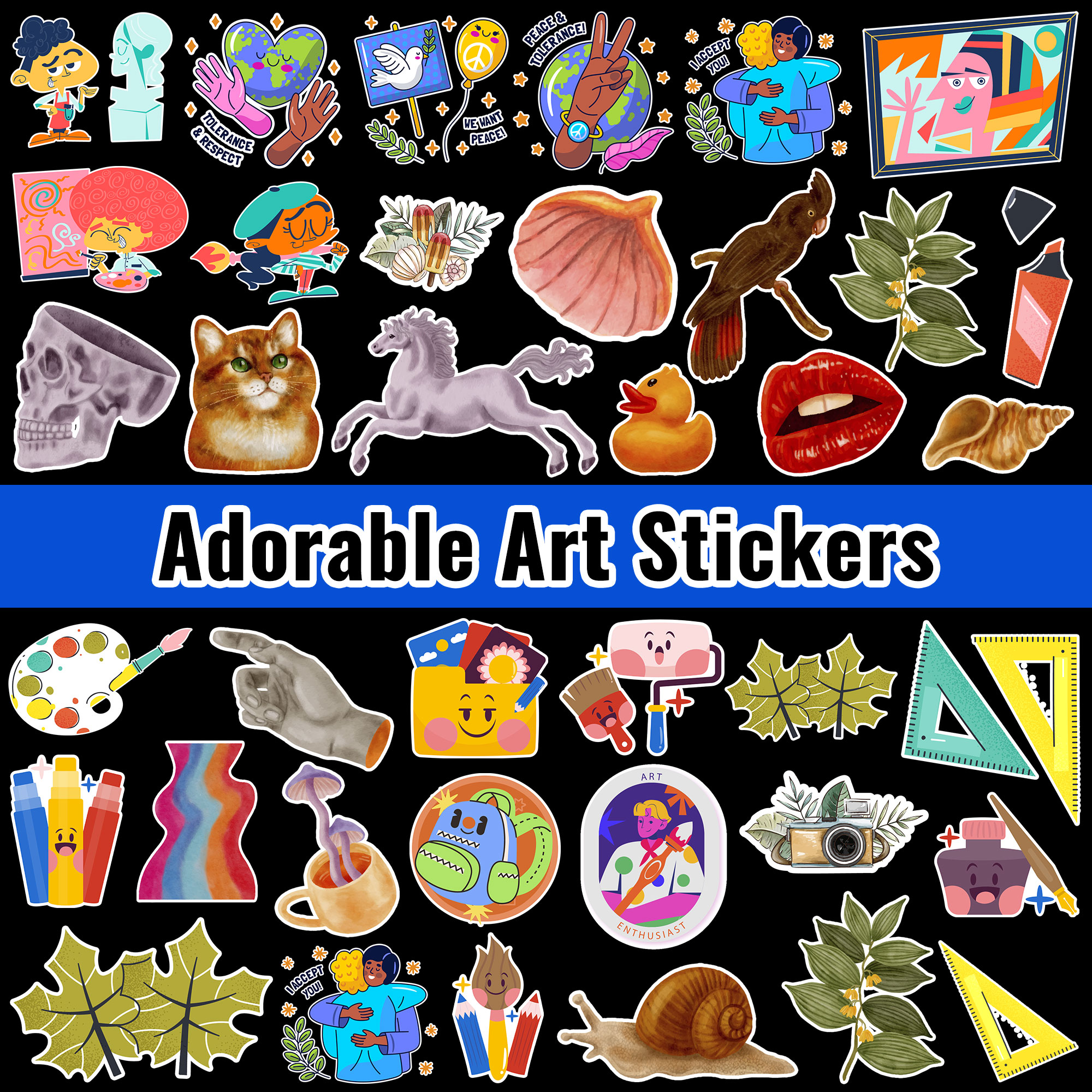 Cute kawaii digital stickers for Good Notes and Procreate
