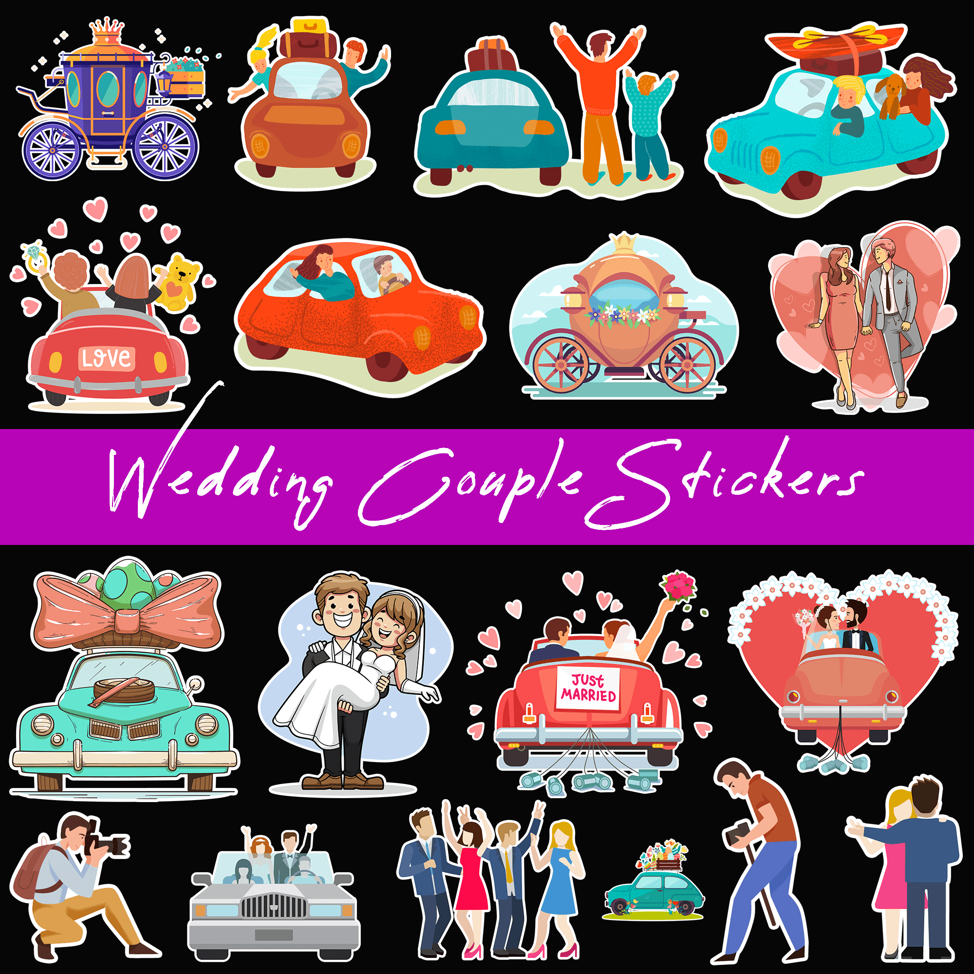 Wedding Couple Stickers - Romantic PNG Stickers for Digital Planners