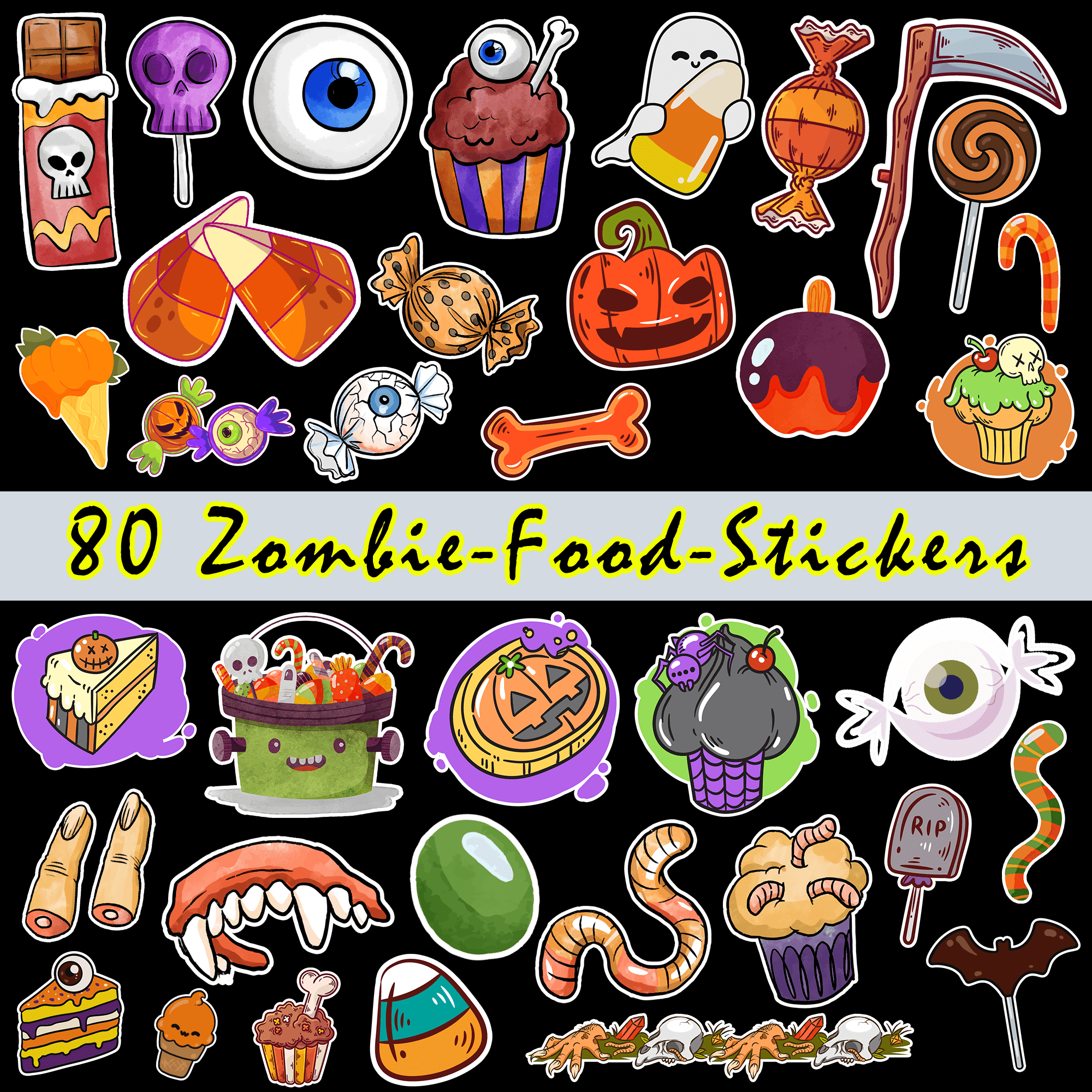 Zombie Foods Stickers - Spooky Burger Design PNG