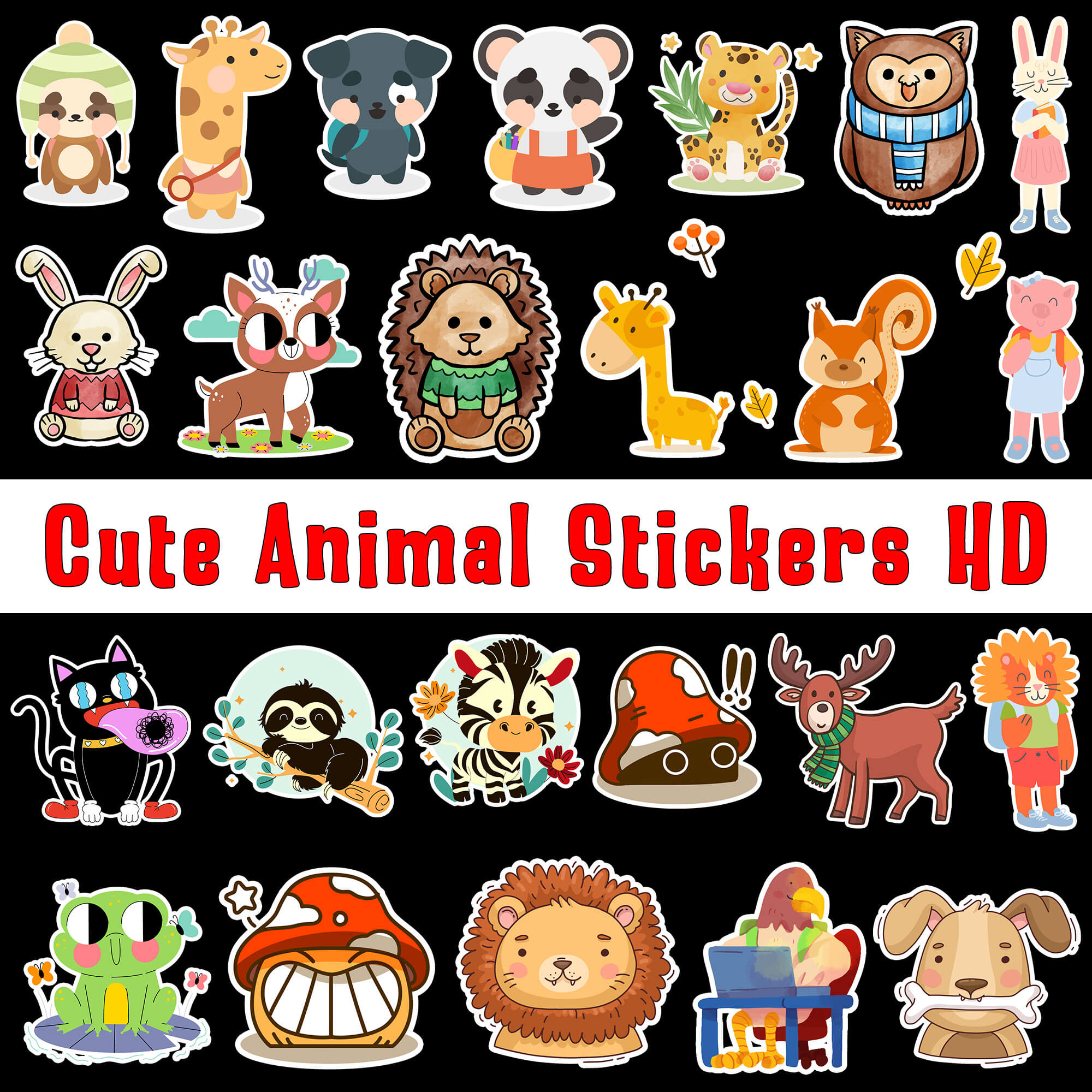 Cute Animals Stickers - Adorable Puppy and Kitten Designs