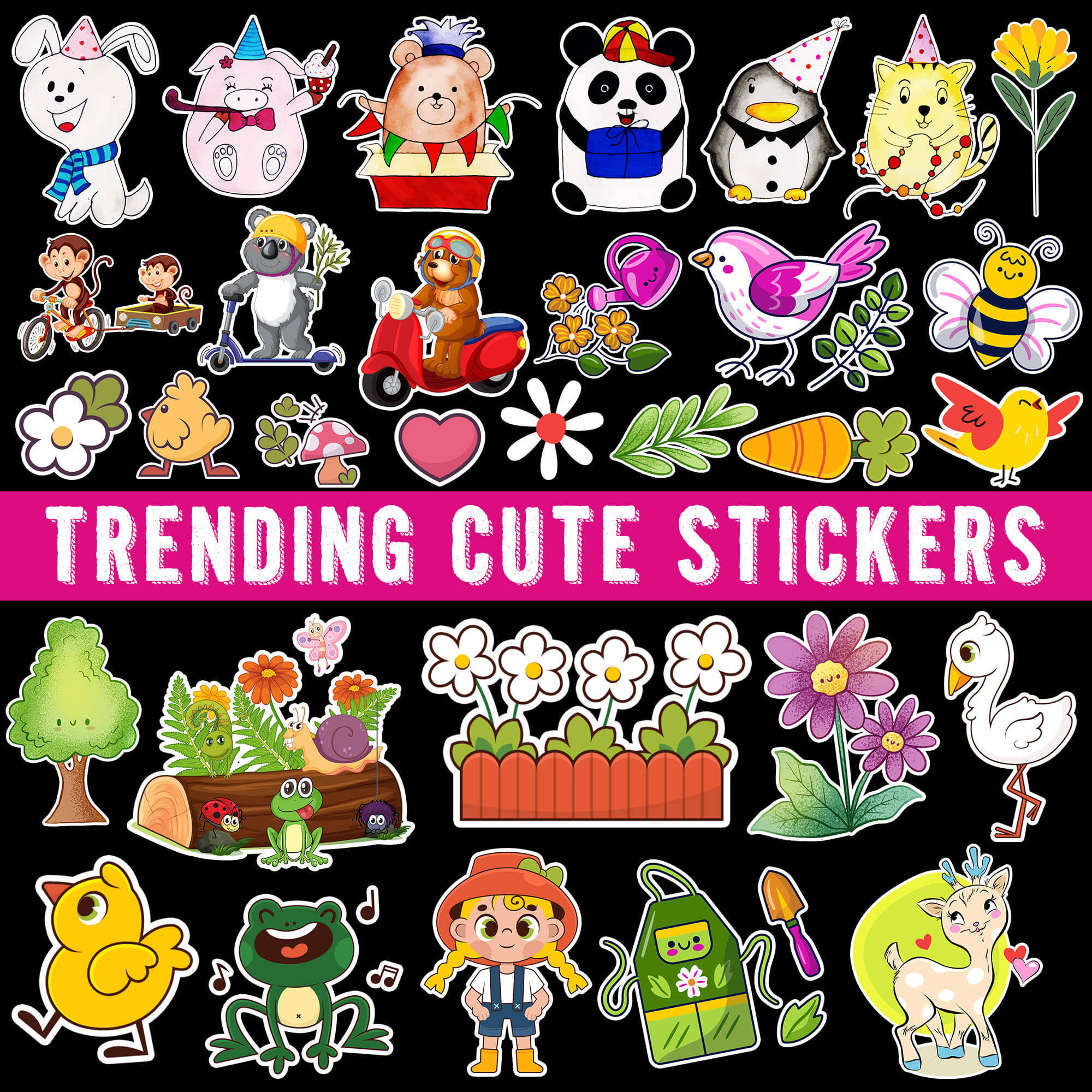 Printable aesthetic stickers for digital planning and scrapbooking