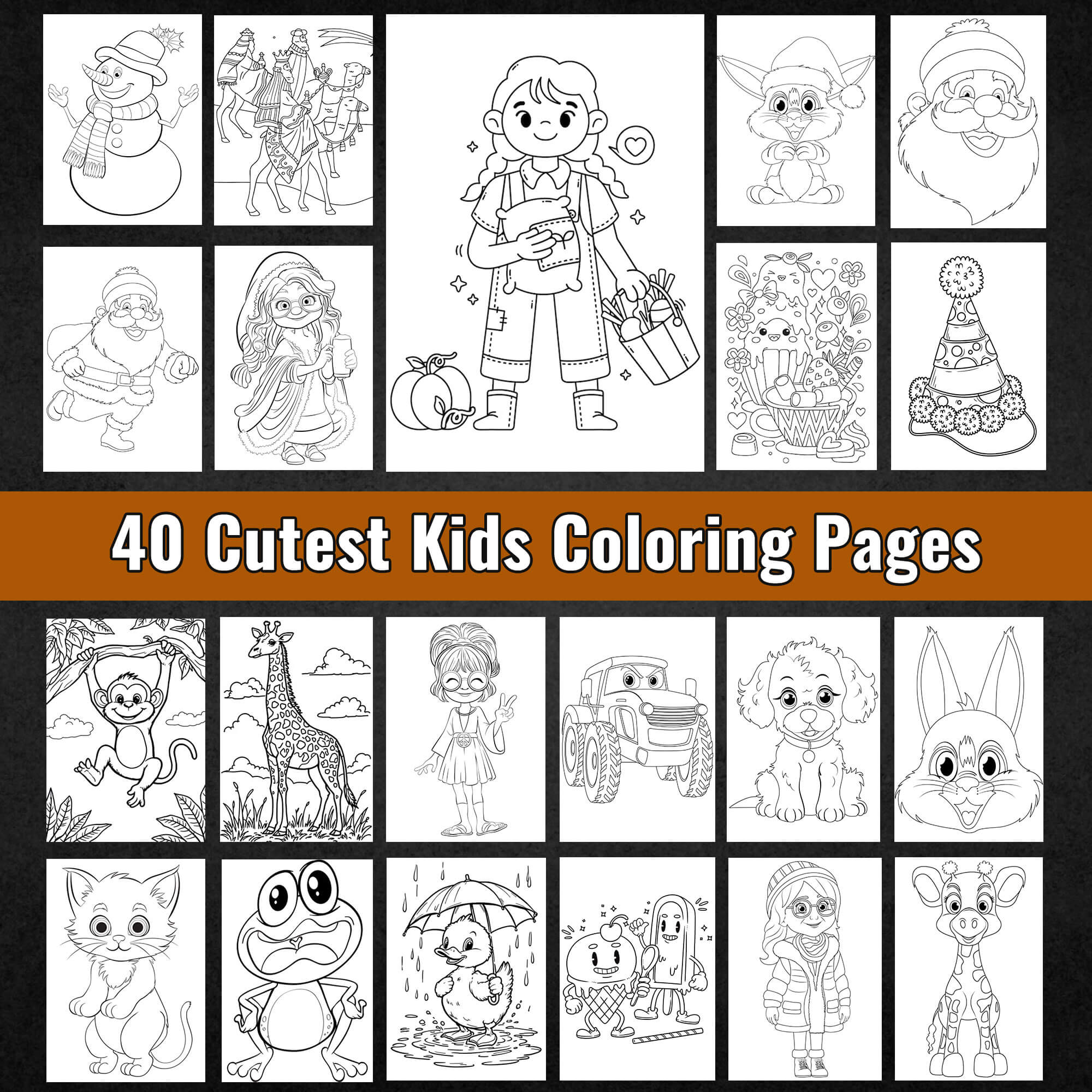 Cute kids coloring pages printable A4 – Fun animal and character designs