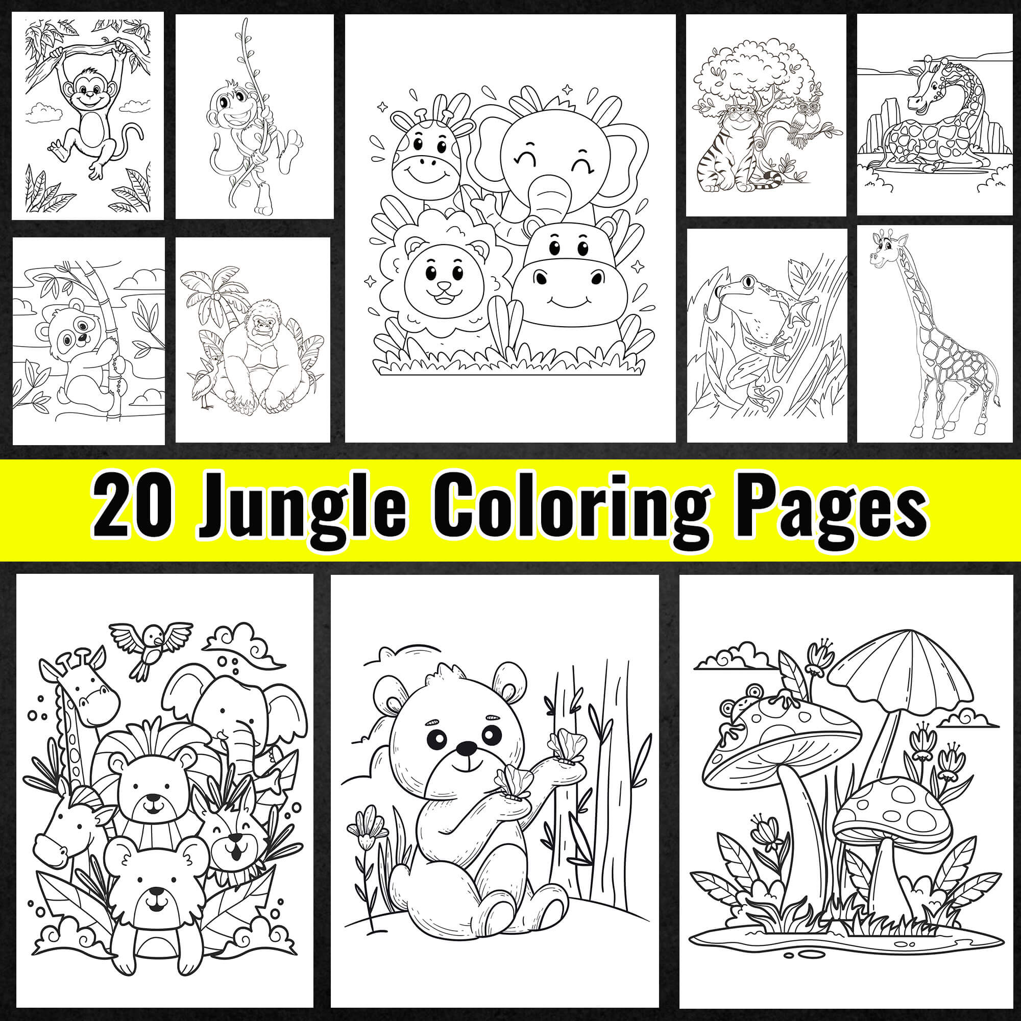 Printable jungle coloring pages with tigers