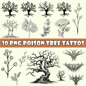 Poison Tree Tattoo Clipart PNG Files Bundle