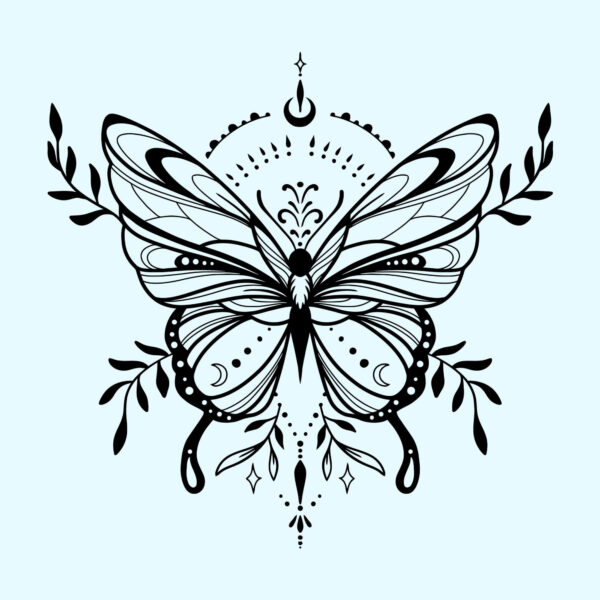 50 Butterfly Tattoo Clipart PNG Files – High-Quality Digital Download - Image 2