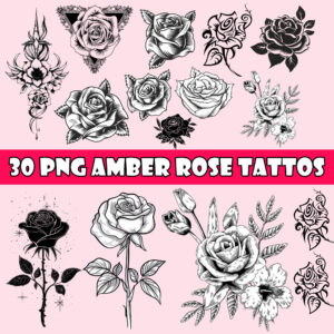 Amber Rose Tattoo Clipart PNG Files – High-Quality Digital Download