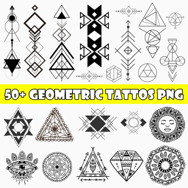 Geometric Tattoo Clipart Bundle – Stunning Vector Designs for Artists & Creators