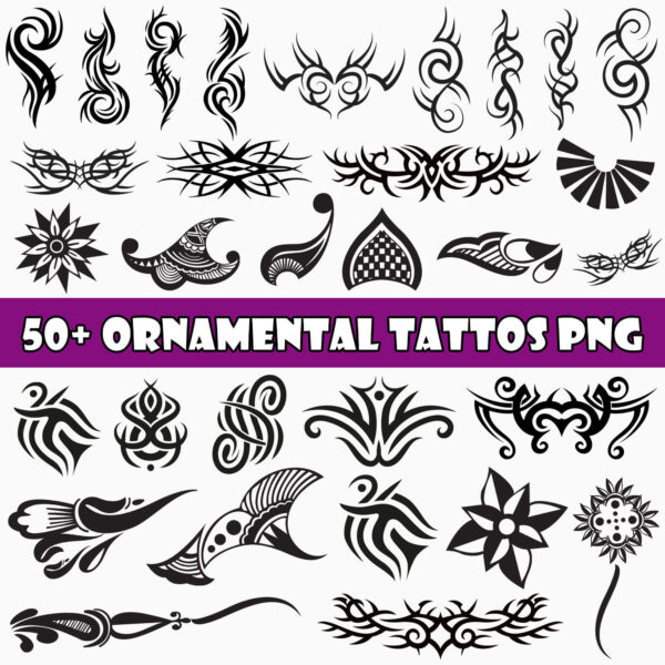 Ornamental Tattoo PNG Bundle